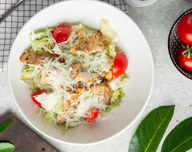 classic caesar salad with grated cheese